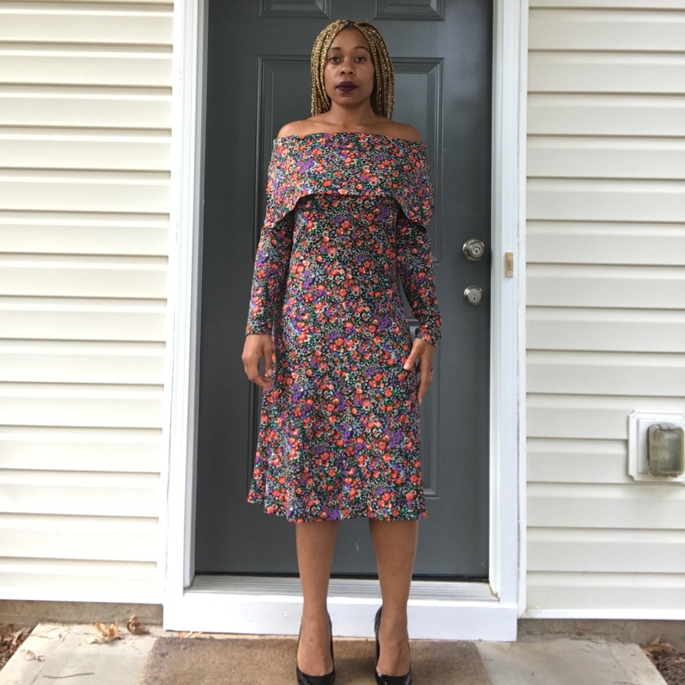 Flower Power A Line Midi Dress